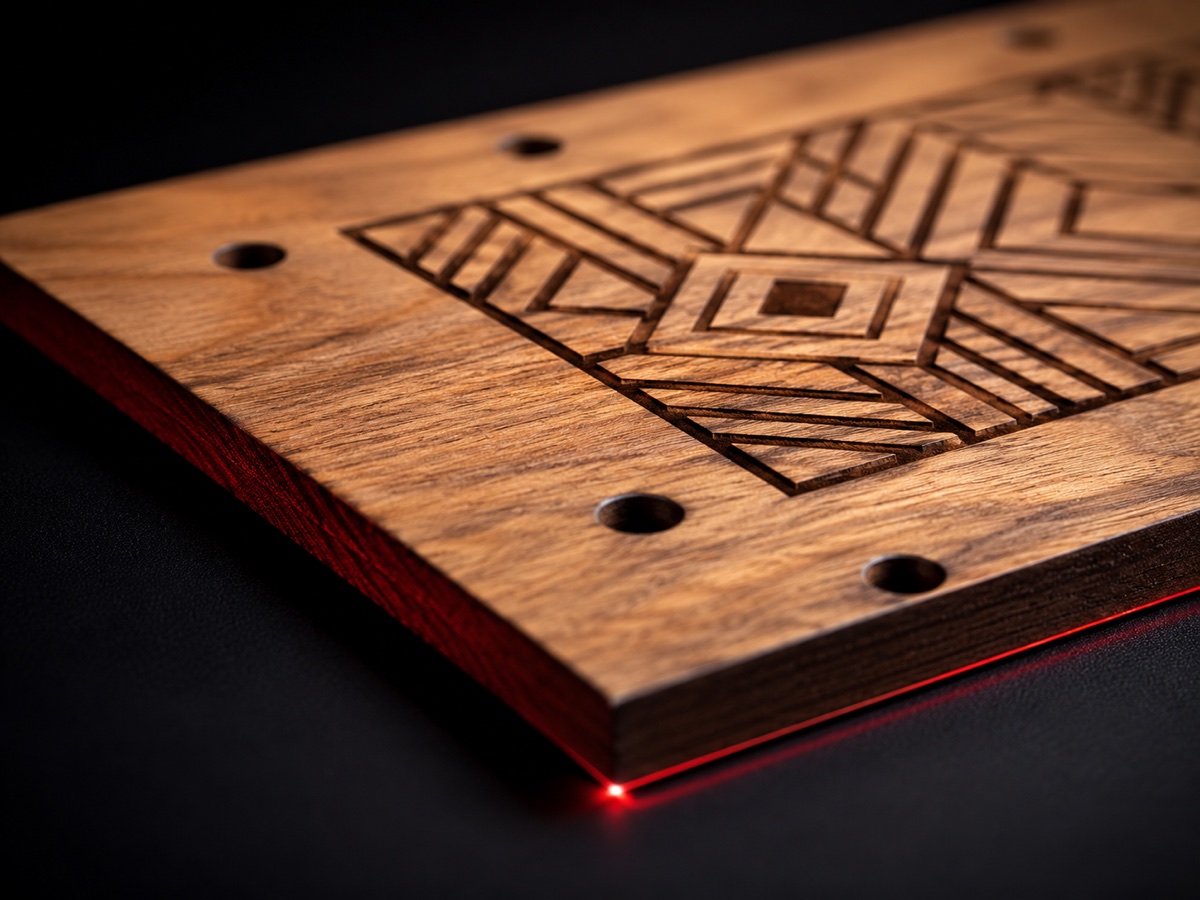 Amostra de Madeira processada a laser